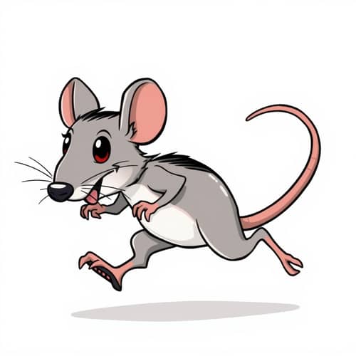 Cartoon Running Mouse with Long Tail