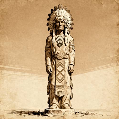 Retro American Indian Statue Illustration Retro American Indian Statue Illustration