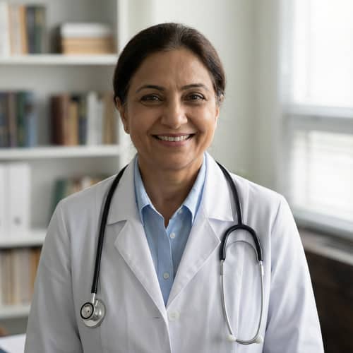 Trustworthy Doctor Headshot in White Coat