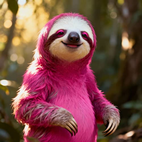 Cute 3-Toed Sloth Illustration in Pink Cute 3-Toed Sloth Illustration in Pink