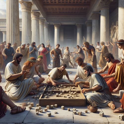 Ancient Greece & Rome Dice Game Scene - Cultural Depiction