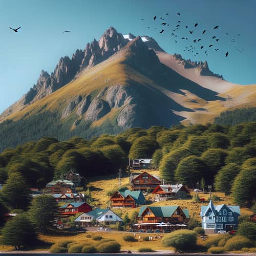 Bariloche Mountain View: Lush Greenery & Snow-Covered Peak