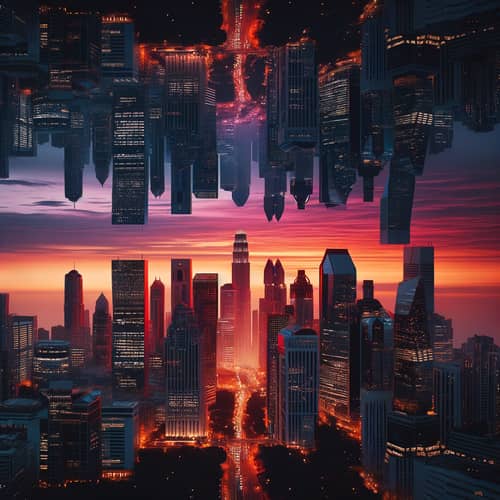 Twilight Cityscape Digital Artwork | Financial District Grandeur