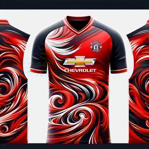 Dynamic Swirly Red Football Kit Pattern | Energy & Movement