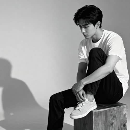 Casual Black and White Portrait of a Young Man Casual Black and White Portrait of a Young Man