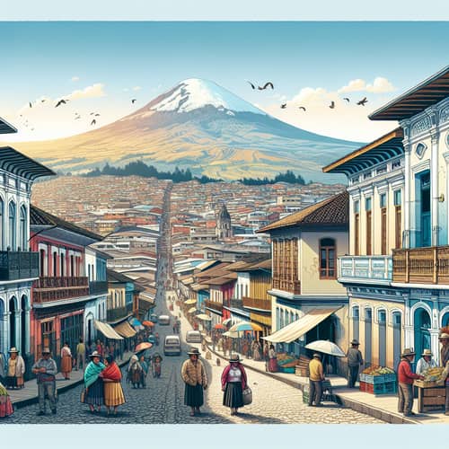 Panoramic View of Latacunga City in Ecuador