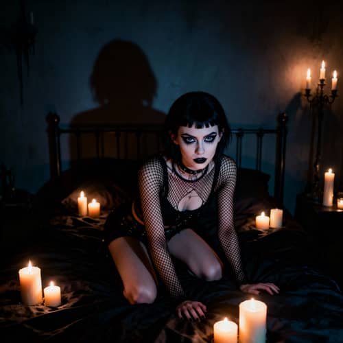 Moody Goth Girl Aesthetic - Bedtime Shadows