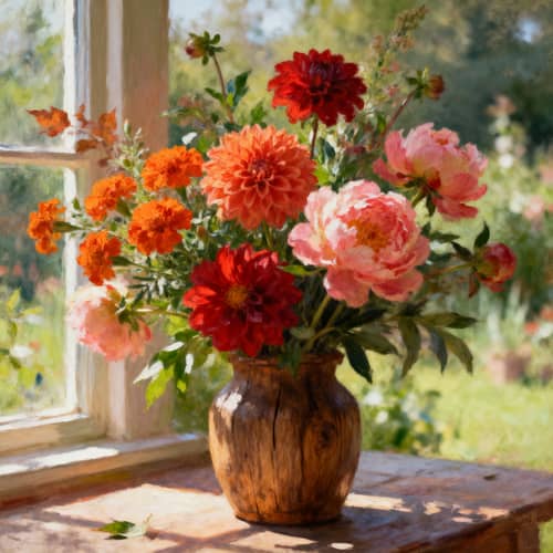 Impressionist Seasonal Flower Bouquet Still Life Impressionist Seasonal Flower Bouquet Still Life