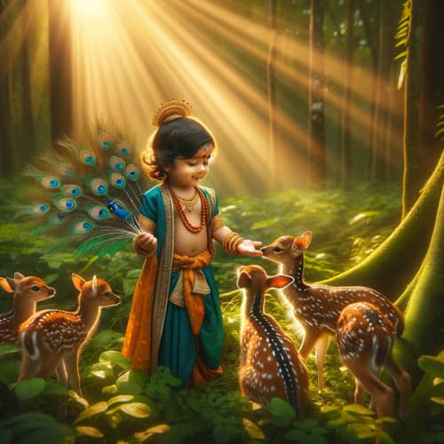 Divine Indian Child in Traditional Attire | Ethereal Forest Scene