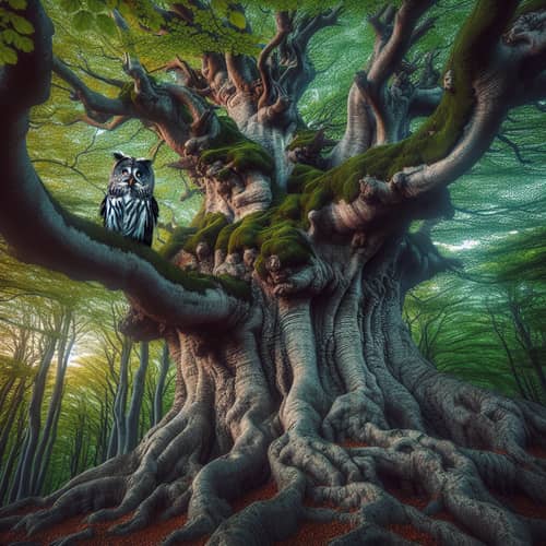 Ancient Tree and Wise Owl - Serenity and Wisdom Captured