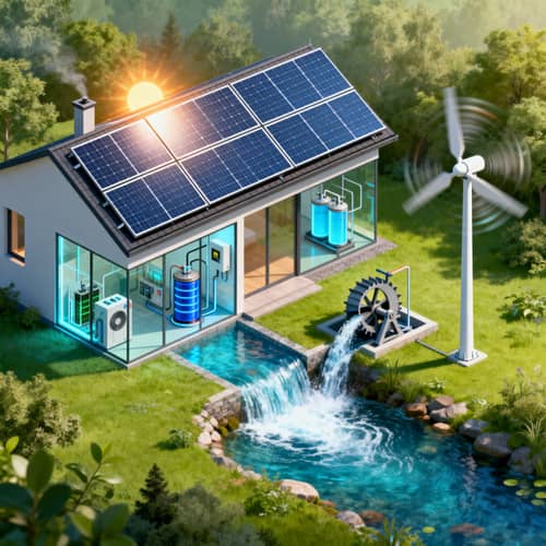 Eco-Friendly Home with Solar, Wind, and Hydro Energy Eco-Friendly Home with Solar, Wind, and Hydro Energy