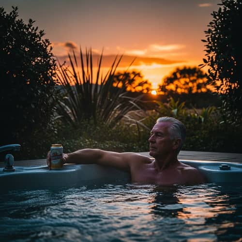 Relaxing Silhouette: Older Man in Jacuzzi