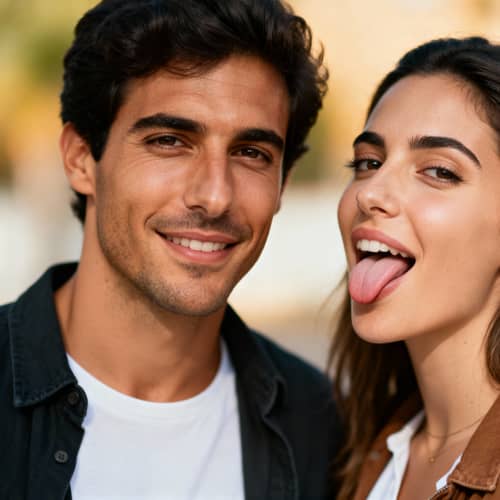 Transform Faces: Spanish Man & Woman Showing Tongue Transform Faces: Spanish Man & Woman Showing Tongue