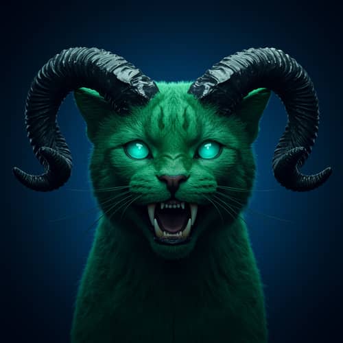 Cat with Horns and Rice Teeth: A Unique Look