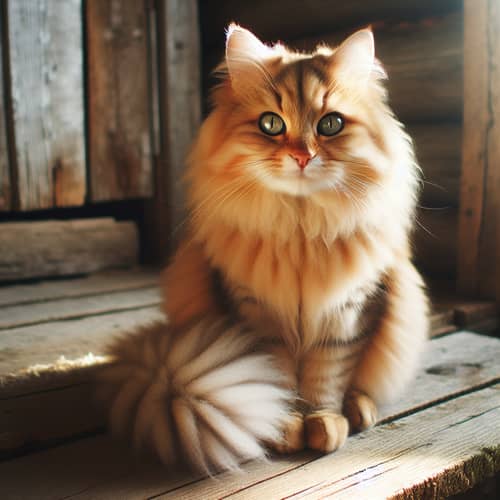 Adorable Tabby Cat Sitting on Rustic Porch