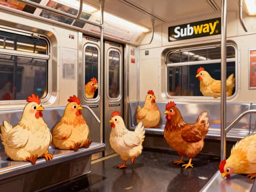 Chickens Take a Subway Train Trip Chickens Take a Subway Train Trip