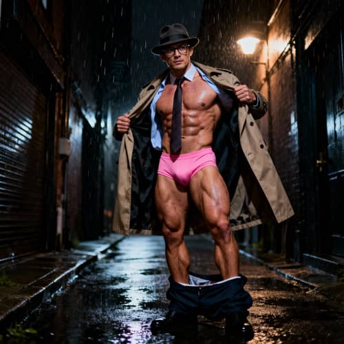 Dramatic Unveiling: Man in Dark Alley at Night