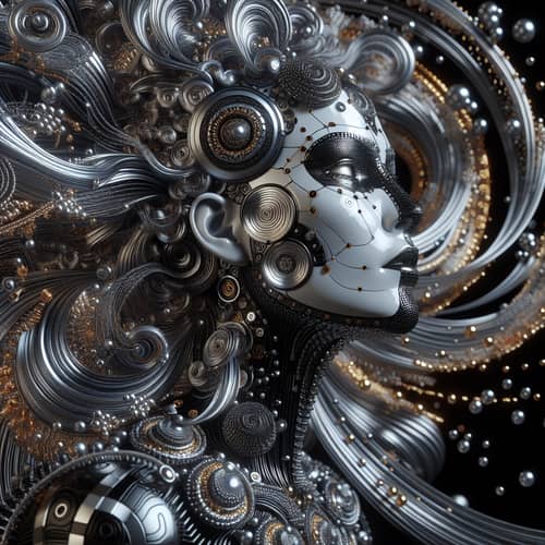 Futuristic Optics 3D Render Art Featuring Crystal Cyborg Woman