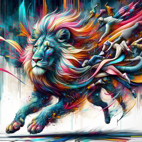 Urban Punk Fashion Model Lion Art
