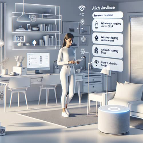 Minimalist Smart Home Scene with Hispanic Woman