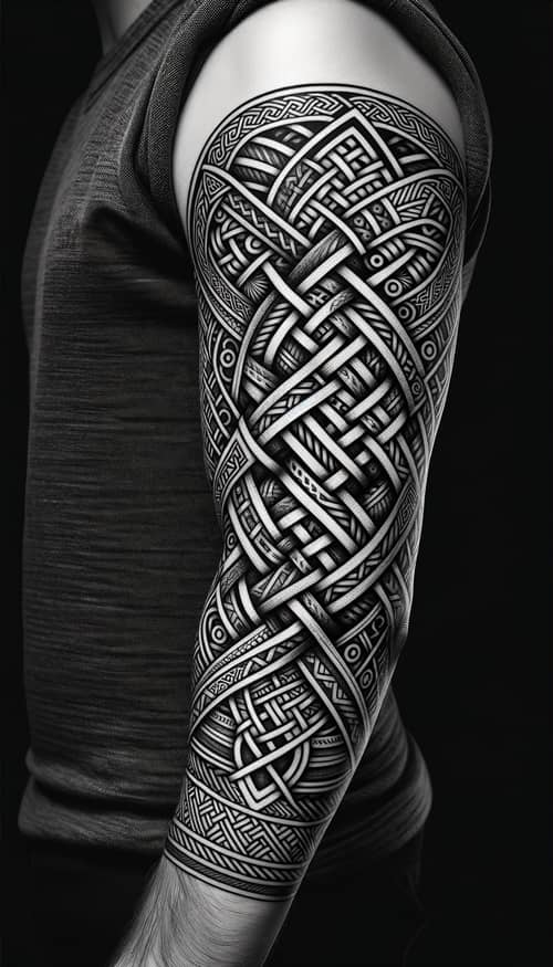 Viking Arm Tattoo Sleeve With Intricate Nordic Designs AI Art 