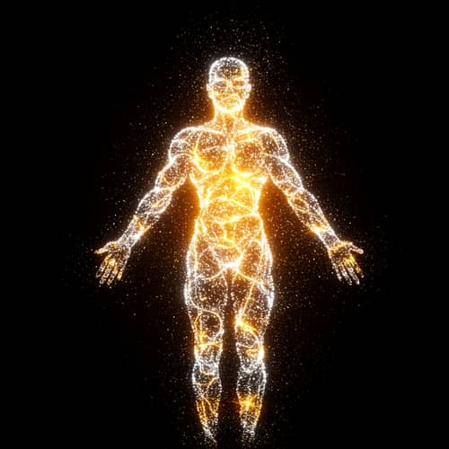 Radiant Human Figure: Symbol of Soul and Body