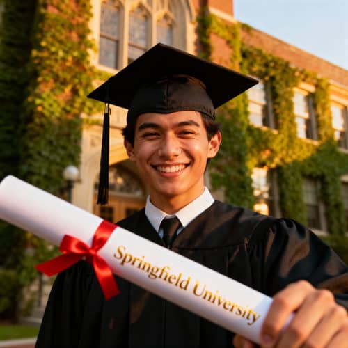 Proud Graduate in Cap and Gown Proud Graduate in Cap and Gown