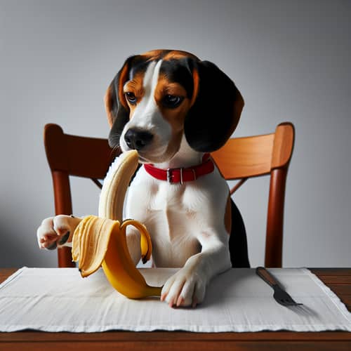 Adorable Beagle Dog Enjoying a Banana | Cute Pet Eating Fruit