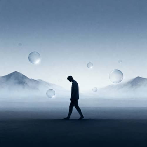 Minimalistic Surrealistic Illustration of Loneliness