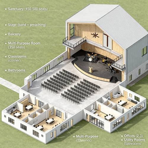 Contemporary Church Blueprint for 450-500 People Contemporary Church Blueprint for 450-500 People
