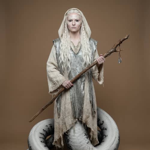 Albino Yuan-ti Priestess: Fantasy Character Design