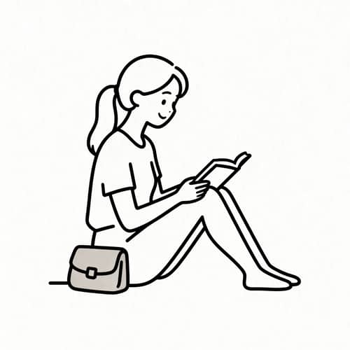Minimal Line Art of a Relaxed Young Woman Minimal Line Art of a Relaxed Young Woman