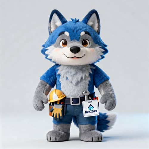 BRATORK Mascot Design: Friendly Wolf Concept BRATORK Mascot Design: Friendly Wolf Concept