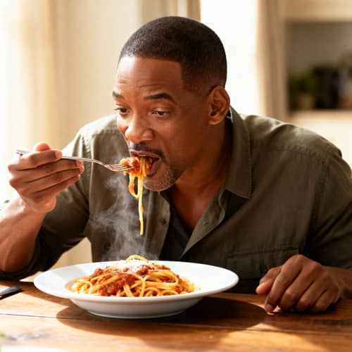 Will Smith Enjoying Pasta - Delicious Moments