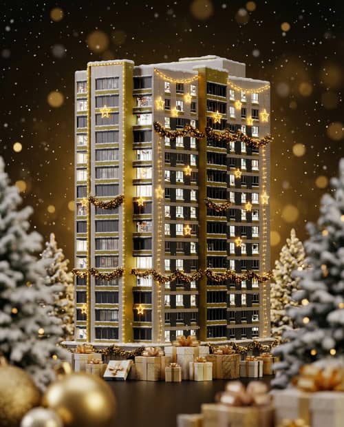 Elegant Christmas Poster with Golden Lights