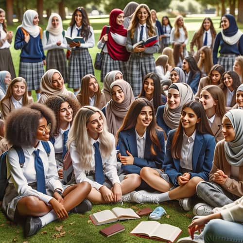 Diverse School Outing: Respectful Students Enjoy Nature Study Session