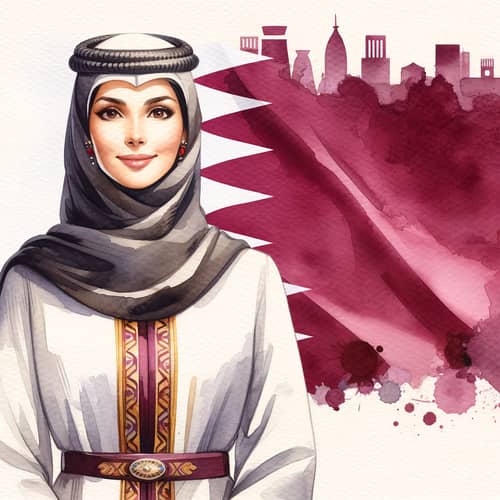 Qatari Woman in Traditional Attire | Watercolor Painting