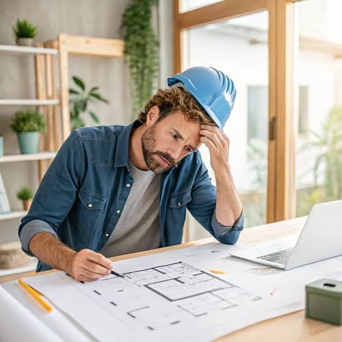 Clueless Builder Scratching Head at Interior Design Plan