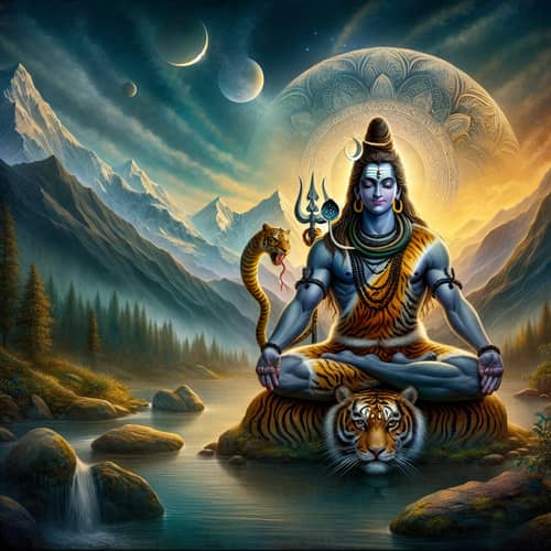 Artistic Representation of Lord Shiva in Himalayan Serenity