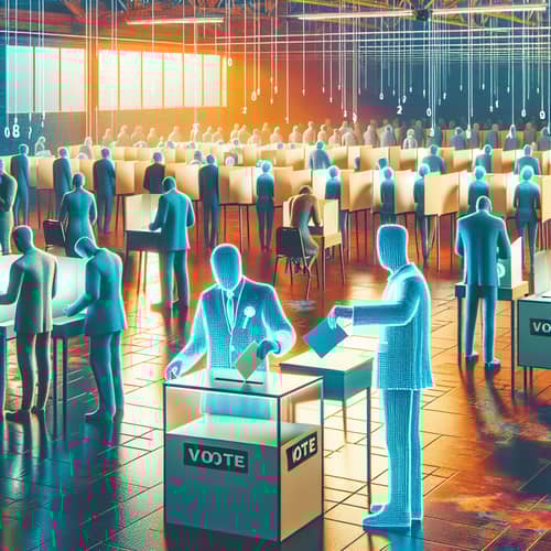 General Election Scene: Casting Votes in Public Polling Station