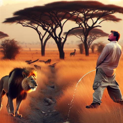 Man Urinating in Front of Lion | Wildlife Dignity vs Human Foolhardiness