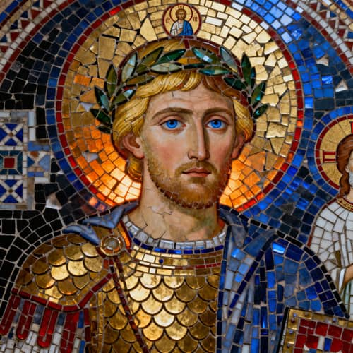 Byzantine Mosaic King Art: Colorful Intricacies