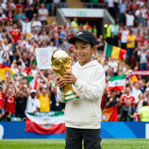 Kid Holding World Cup Trophy - A Moment of Joy Kid Holding World Cup Trophy - A Moment of Joy