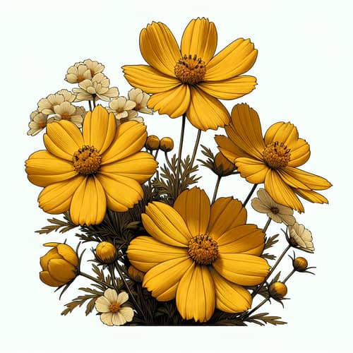 Yellow Flower Bouquet Drawing in Digital Paint