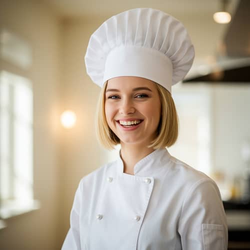 Joyful Chef: Smiling Lady in Chef Hat