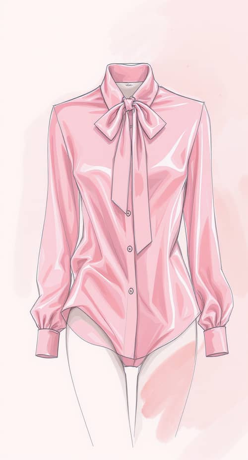 Elegant Women's Blouse Design Sketch in Pink
