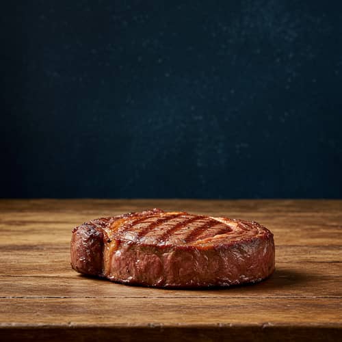 Delicious Steak on Wooden Table