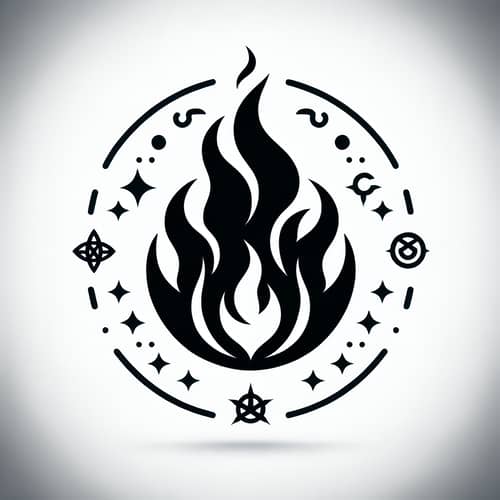 Black Fire Spell Icon - Dark Sorcery Symbol Design