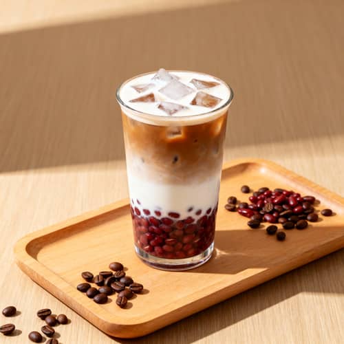 Iced Red Bean Latte - Refreshing Café Drink