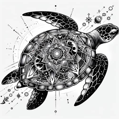 Spiritual Sea Turtle Shoulder Tattoo Design